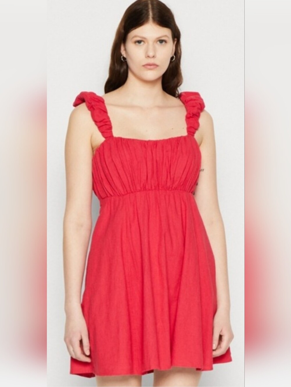 Abercrombie & Fitch FIRE! NWT! Puff Strap Babydoll Mini Dress in Bordeaux. Sz Md
